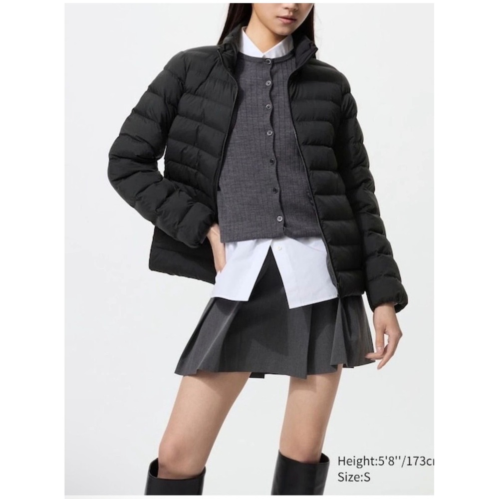 Uniqlo Ultra Light Down Puffer Jacket Black Full Zip Quilted Travel Womens XL